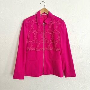 Newport News Hot Pink Embroidered Zip Jacket